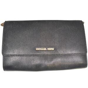 Michael Kors Black Leather Crossbody Clutch